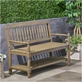 thumbnail image 3 of COSMOS Gray Acacia Wood Farmhouse Bench with Storage Shelf, Sturdy Wooden Entryway Bench for Kitchen, Hallway, Living Room, 3 of 10