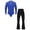 Royal Blue&Black, variant on TiaoBug Mens Latin Tango Rumba Dance Outfit Long Sleeve Shiny Rhinestones Leotard with Flared Pants White&Black L