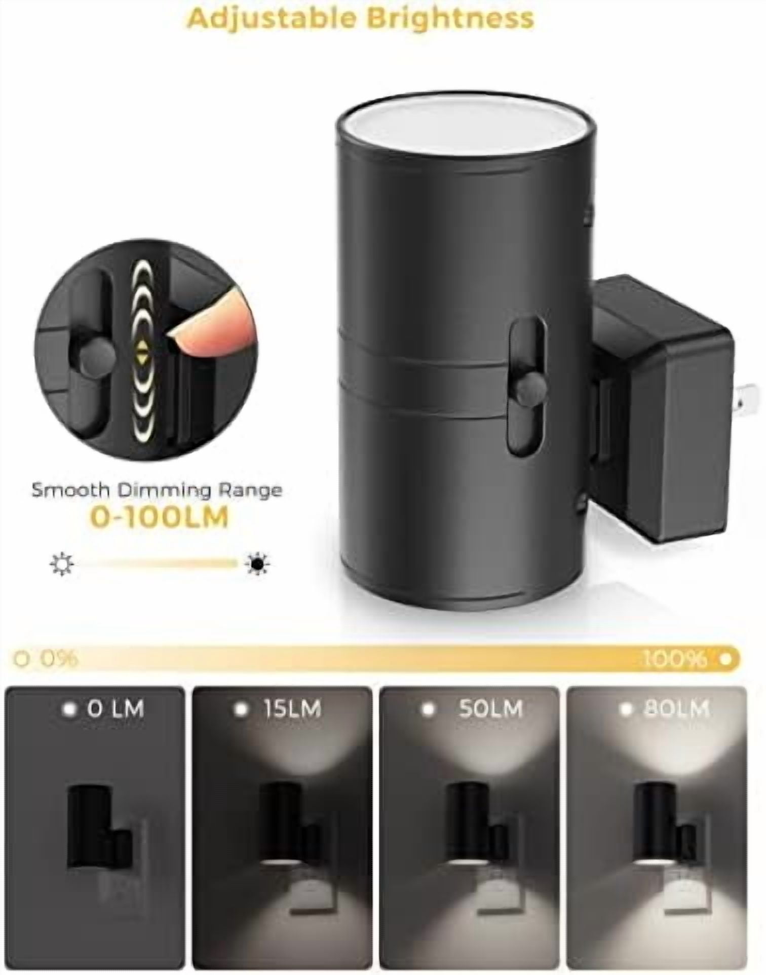 Bright Night Light, Night Lights Plug into Wall, 5000K Daylight White, Dimmable Nightlight Plug in with Light Sensor, Decorative LED Nightlights for Hallway Bathroom Kitchen, 2 Pack