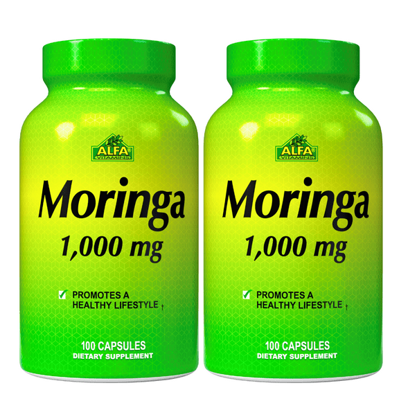 Alfa Vitamins® Moringa The Miracle Tree Herbal supplement - 1,000 mg - 60 Capsules per bottle - Twin Pack