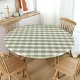 thumbnail image 2 of Checkered Round Fitted Tablecloth Best for 44"-48" Gingham Table Cloth Elastic Edge Waterproof Stain Resistant Washable Farmhouse Buffalo Plaid Sage Green Table Cover for Party Picnic Indoor Decor, 2 of 6