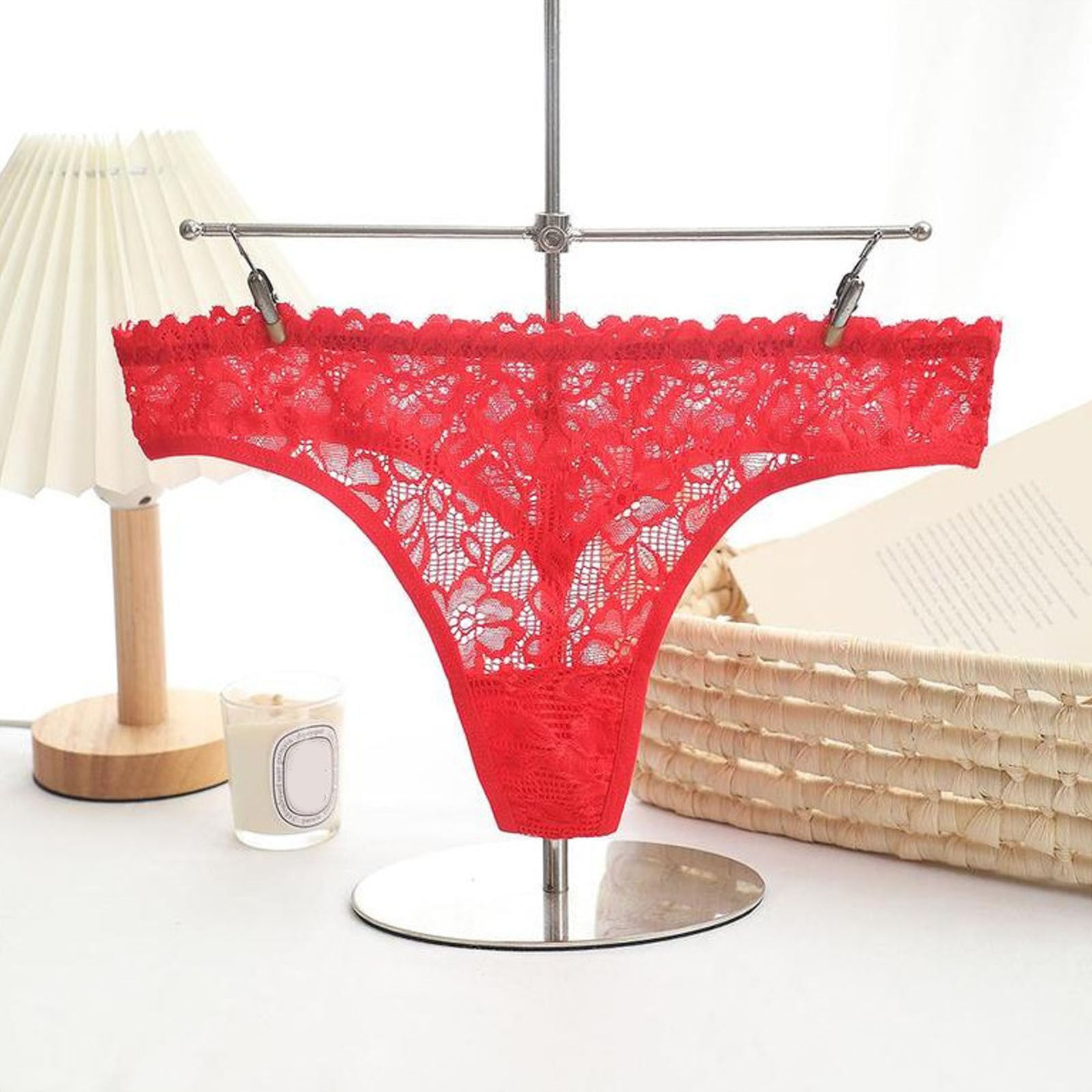 zuwimk Panties For Women,Women Thong Cotton Panty Low Cut Seamless Underwear  Red,XXL 