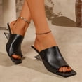 thumbnail image 4 of Rokment Metallic Geometric Wedge High Heels Square Toe Mules for Women Ladies 2026 Fashion Casual Leather Dress Slip on Backless Slides Sandals Summer Black Size 6, 4 of 6