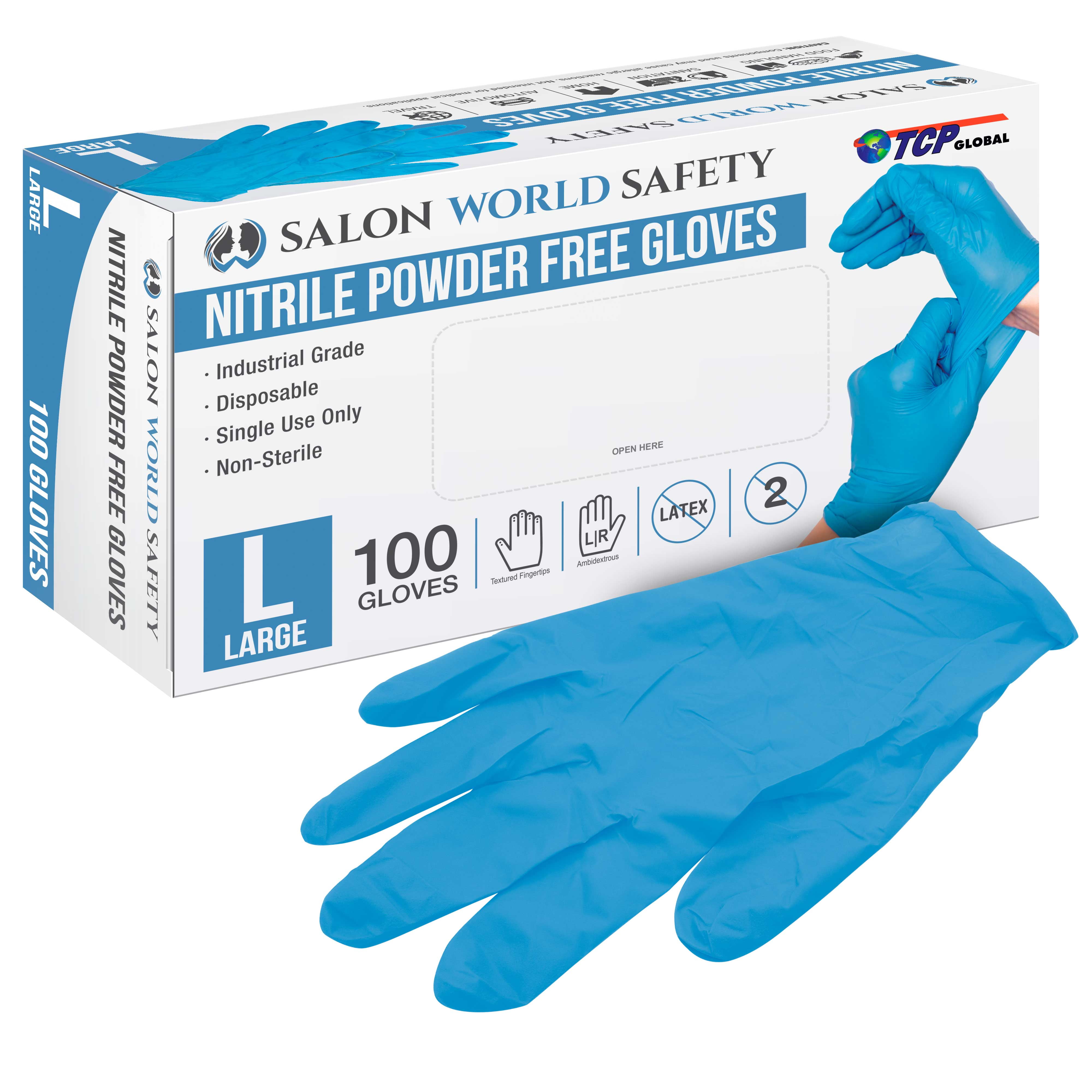 Nitrile Powder Free Gloves Large 100/Box.Extra Protection. 