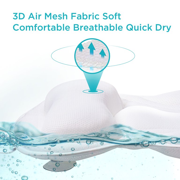  Essort Bathtub Pillow, Large Spa 3D Air Mesh Gray