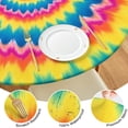 thumbnail image 4 of Colorful Tie Dye Spiral Mandala Pattern Round Fitted Tablecloth with Elastic Edge,Dining Table Cover Waterproof,Outdoor Round Tablecloth for Camping,Dining,Indoor and Outdoor, 4 of 7