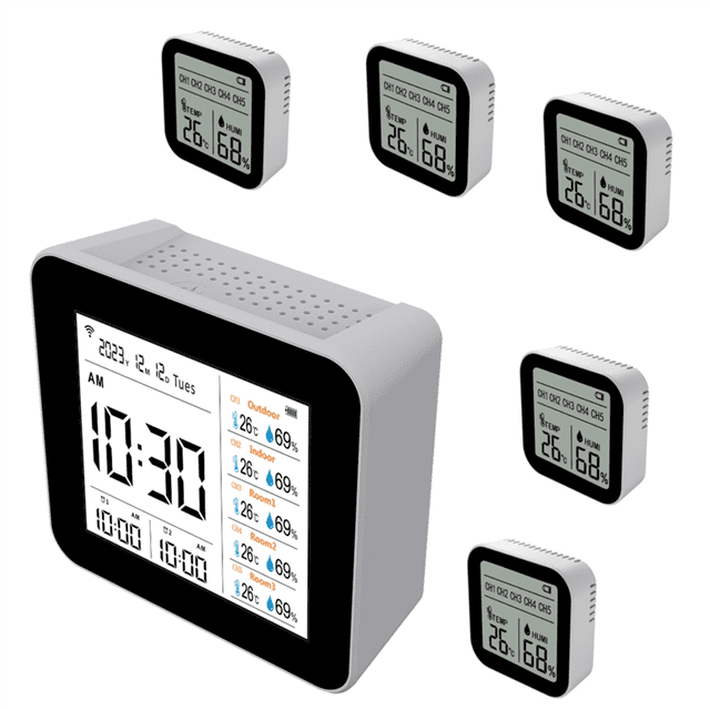2C012,Detector de Calidad del Aire Tuya WIFI 13 en 1 CO2,CO,PM2.5 Formaldehído TVOC Temperatura y Humedad (con 5 Unidades Esclavas)