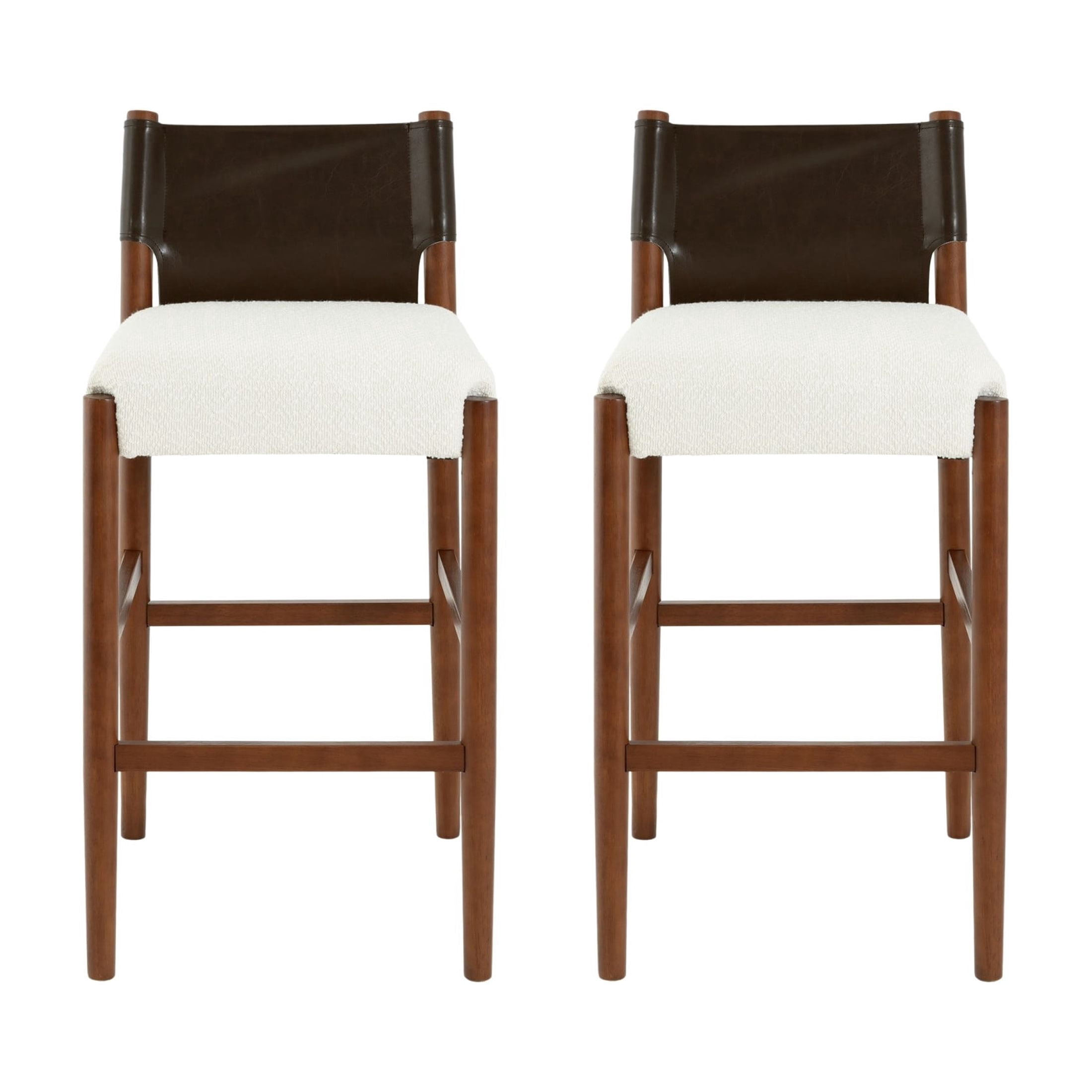 Christopher Knight Home Modern Bar Stools with Plush Cushions, Solid Wood Frame, Walnut, Set of 2