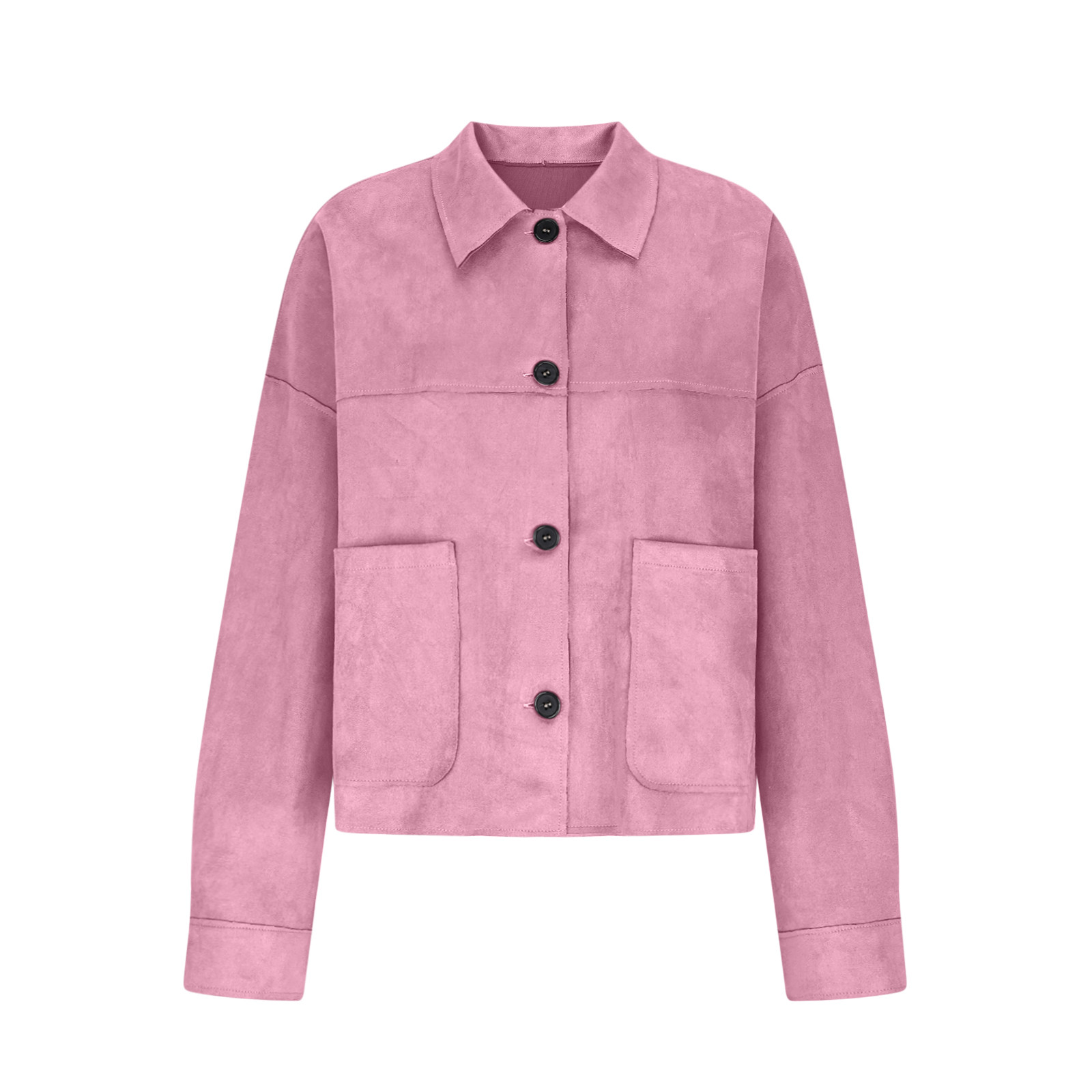 TKLPEHG Suede Jacket for Women Fall Winter Y2k Faux Leather Open Front Coat Long Sleeve Outwear Blazer Jackets (Pink_Z,S)