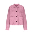 thumbnail image 4 of Coorders Women's Faux Suede Cropped Jacket, Women's Casual Lightweight Bottom Down Suede Jackets Coats ,Women's Plus Pink,Size M, 4 of 6