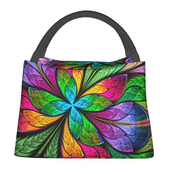 Fotbe Multicolored Beautiful Flower Bolsa Térmica Portátil con Estampado, Bolsa de Entrega de Alimentos Aislada, Bolsa Reutilizable de Gran Capacidad para Comidas y Supermercado