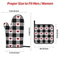 thumbnail image 2 of Honeii Heart Black Buffalo Plaid Gingham Pattern Oven Mitts and Pot Holders, Silicone Oven Gloves,500 F Heat Resistant Oven Mitts Sets, 4PCS, 2 of 6