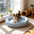 thumbnail image 6 of Floral Printed Pet Bed, All Season Use Soft Cozy Oval Dogs Bed with Removable Cover, Egg-Crate Foam Pet Bed Couch, Non-Slip Bottom (Blue, 30''x21''), 6 of 6