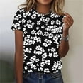 thumbnail image 2 of Summer Boho Tops Womens Cute Floral Printed Tunic Blouses Crewneck Causal Short Sleeve Shirts Relaxed Fit Plus Size Tees Dressy Casual Ladies Tunics Tops Going Out Outfits, 2 of 5