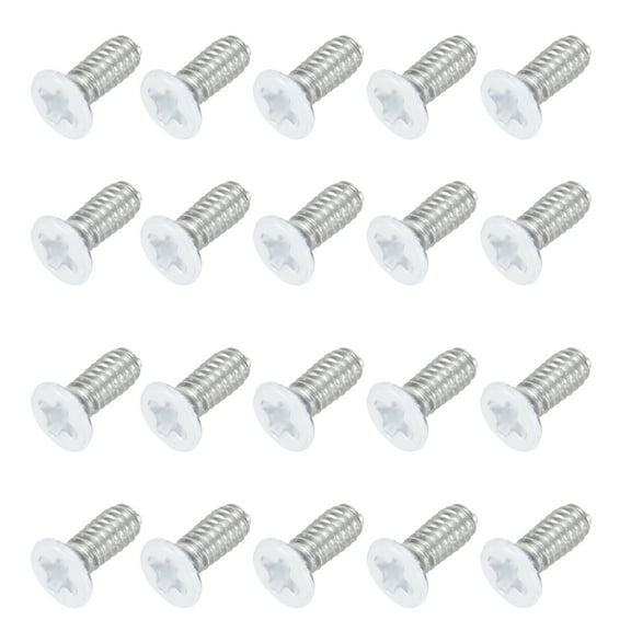 Uxcell M2 x 5mm Flat Countersunk Head Machine Screws 304 Stainless Steel Full Thread Phillips Drive Cross Screw for Furniture Connection Electrical Appliances (White, Pack of 20)