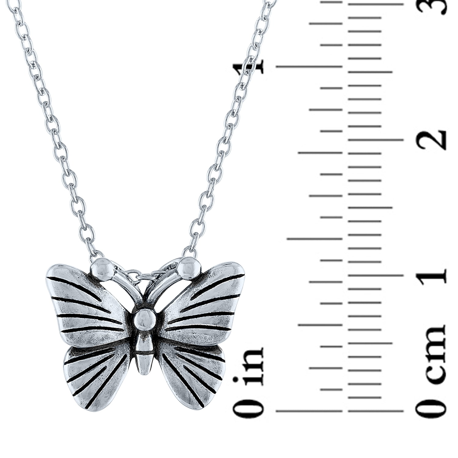 Ladies Brilliance Fine Jewelry Sterling Silver Butterfly Necklace, 18"