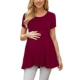 thumbnail image 4 of Women's Maternity Tops Shirts Short Sleeve Pregnancy Clothes 3-Pack, 4 of 7