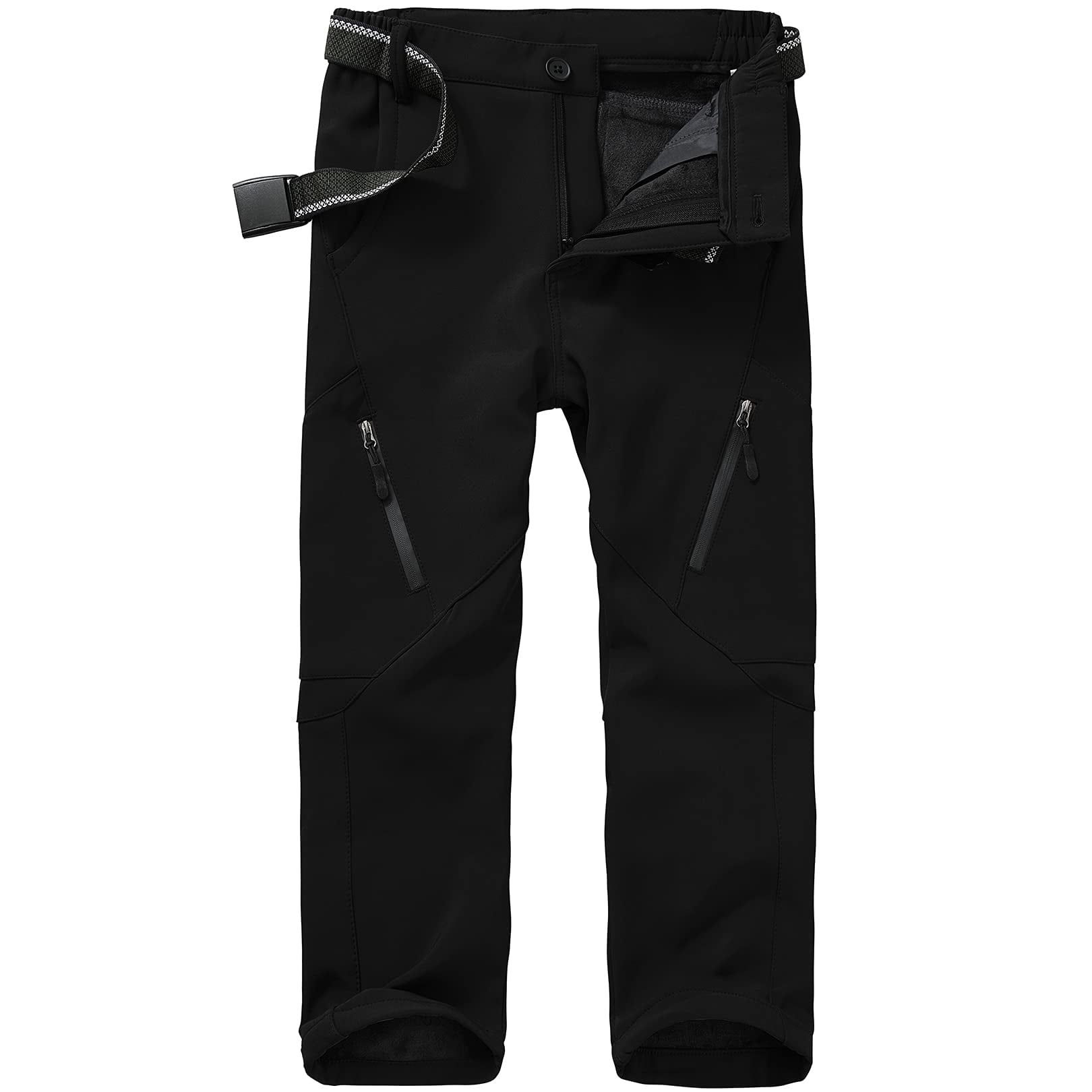 Toumett Kids Snow Hiking Cargo Waterproof Fleece Lined Black Boys Pants