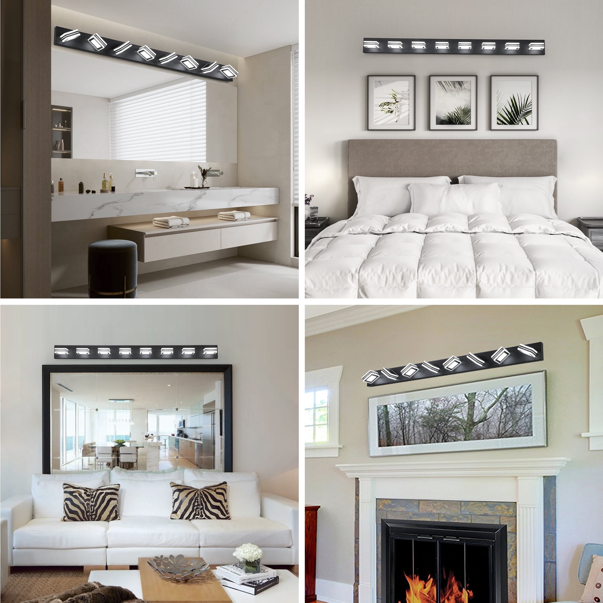 Miniyam LED Bathroom Vanity Light, 8-Light Modern Hardwired Wall Fixture over Mirror, Cool White