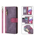 thumbnail image 1 of SaniMore for Samsung Galaxy A13 5G 6.5" 2021 Wallet Case, [Removeable Wrist Strap][Zipper Cash Pocket + Card Slots] Flip Kickstand Full Protective Magnetic Closure Retro Cover for Galaxy A13 5G, Rose, 1 of 8