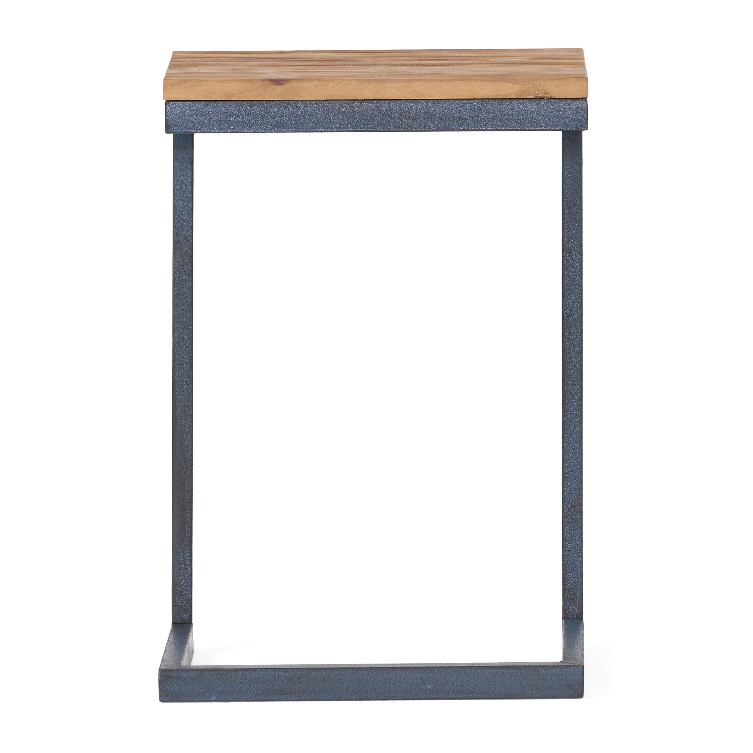 Set of 3 Nesting Tables 18.25 Inch, Modern Industrial Firwood and Iron Frame Side Tables for Living Room, Black