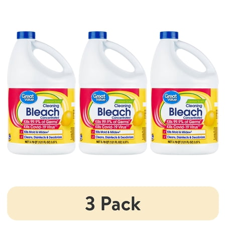 (3 pack) Great Value Cleaning Bleach, Lemon Scent, 121 fl oz