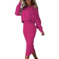 thumbnail image 3 of Mialoley Tenue d'Automne 2 Pcs pour Femmes, Robe Moulante Sans Manches à Col en V avec Sweat à Manches Longues Tenue d'Automne, 3 of 9