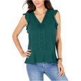 thumbnail image 2 of Blusa Michael Kors con ribete de encaje para mujer verde XS, 2 of 2