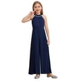 thumbnail image 1 of iefiel Combinaison Sans Manches Plissée pour Filles avec Perles et Strass Robes de Filles Bleu Marine 8, 1 of 7