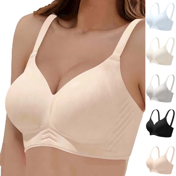 Daiosportswear Seamless Wireless Everyday Bra for Women No Underwire Push Up Full Coverage Bralettes Comfort V Neck Tshirt Bras Silver XL(XL)