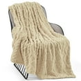 thumbnail image 7 of KMUSET Sherpa Fleece Throw Blanket, 50"X60", 3D-Stylish Design, Flannel Blanket for Couch, Bed, Sofa, All Season Use, Beige, 7 of 7