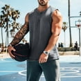 thumbnail image 4 of hotojiny Summer Tops Mens Shirts Sleeveless Washed Button Henley T-Shirt Casual Vintage Solid Tee Workout Athletic Top, 4 of 4