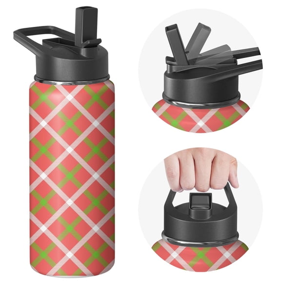 Christmas 18 oz Insulated Stainless Steel Water Bottle with Straw & Cleaning Brush , Leakproof, BPA-Free, 304 Stainless Steel, Wide Mouth, Travel Mug for Car, Gym, Office