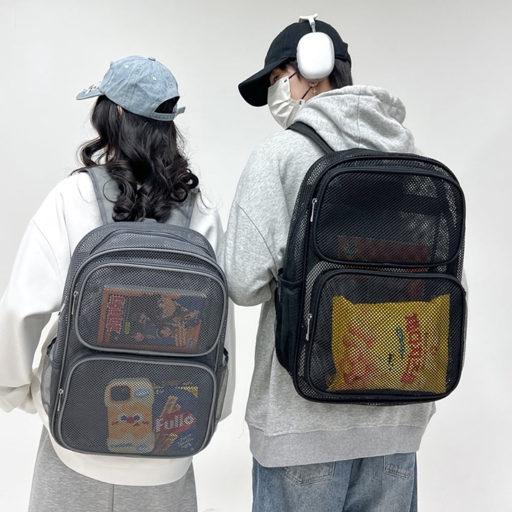 BTEPSGA Mesh Backpack for School Heavy Duty Mesh Book bag Mesh See Through Backpack for School Beach