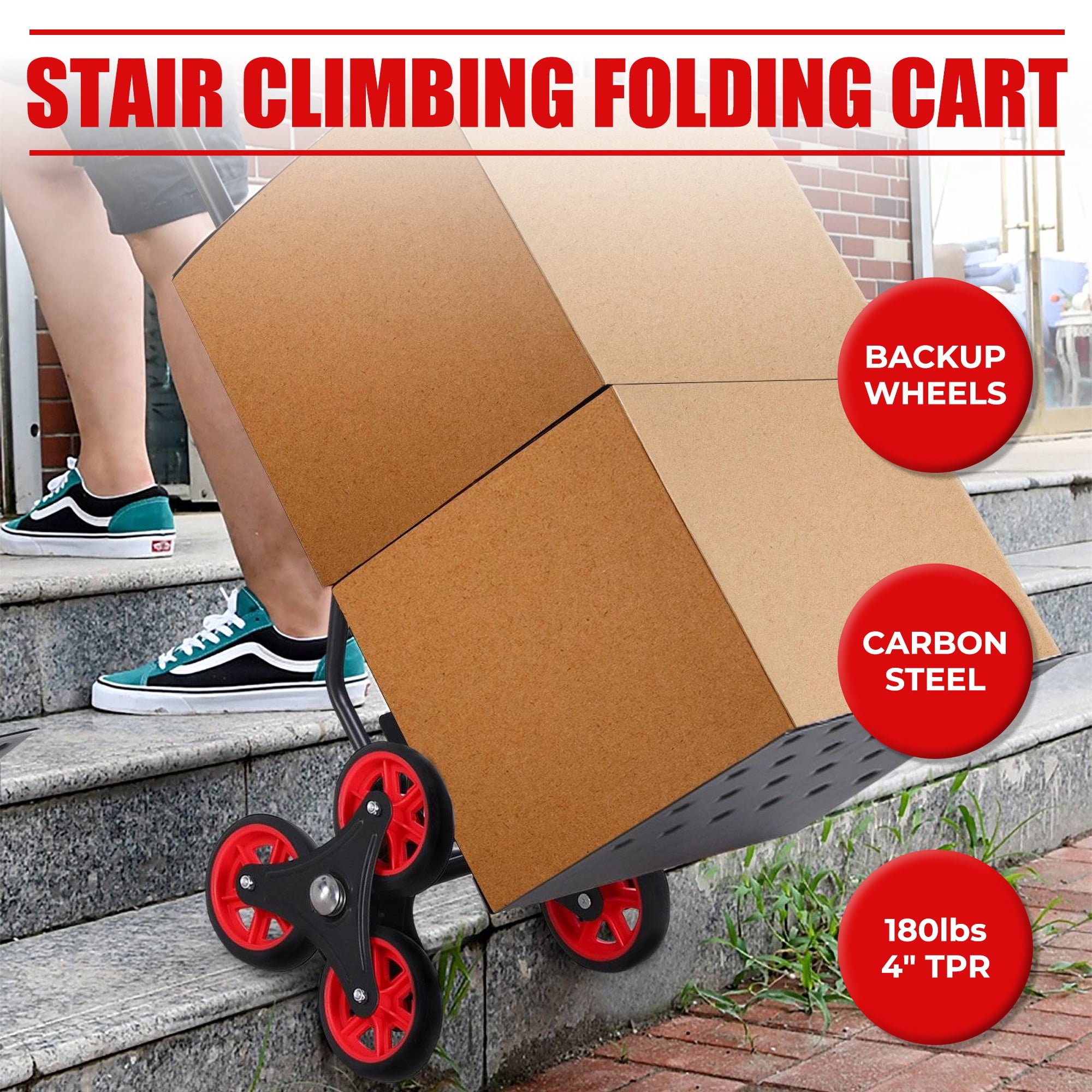 LABLT Stair Climber Hand Truck Dolly Black 330 lb Carbon Steel Stair Climbing Hand Truck