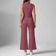 thumbnail image 5 of FRSASU Womens 2 Piece Fashion Temperament Outfits Solid High Neck Sleeveless Top Wide Leg Pant Lounge Sets Vacation Travel Outfits Purple XS(XS), 5 of 9