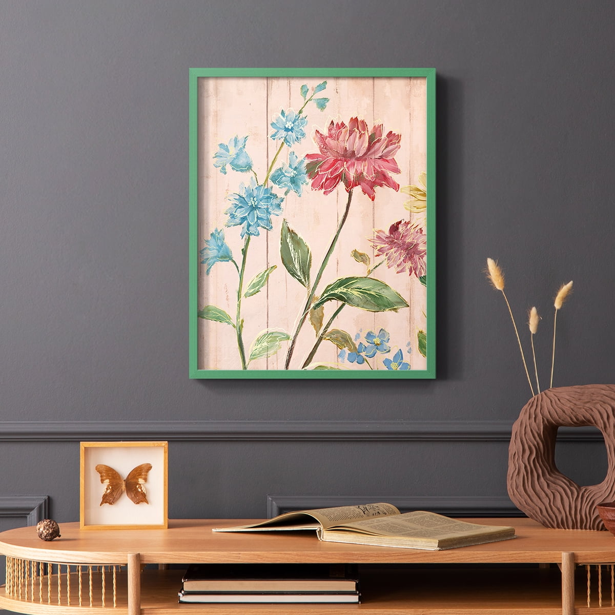 Wildflower Flutter I Framed Print - Solid Wood in Single Picture Frame Solid Wood 2 Framed Print