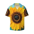 thumbnail image 5 of Daiia Golden Sunflower in Blue Men's Linen Shirts Short Sleeve Casual Shirts Button Down Shirt for Men Beach Summer Wedding Shirt-Medium, 5 of 6