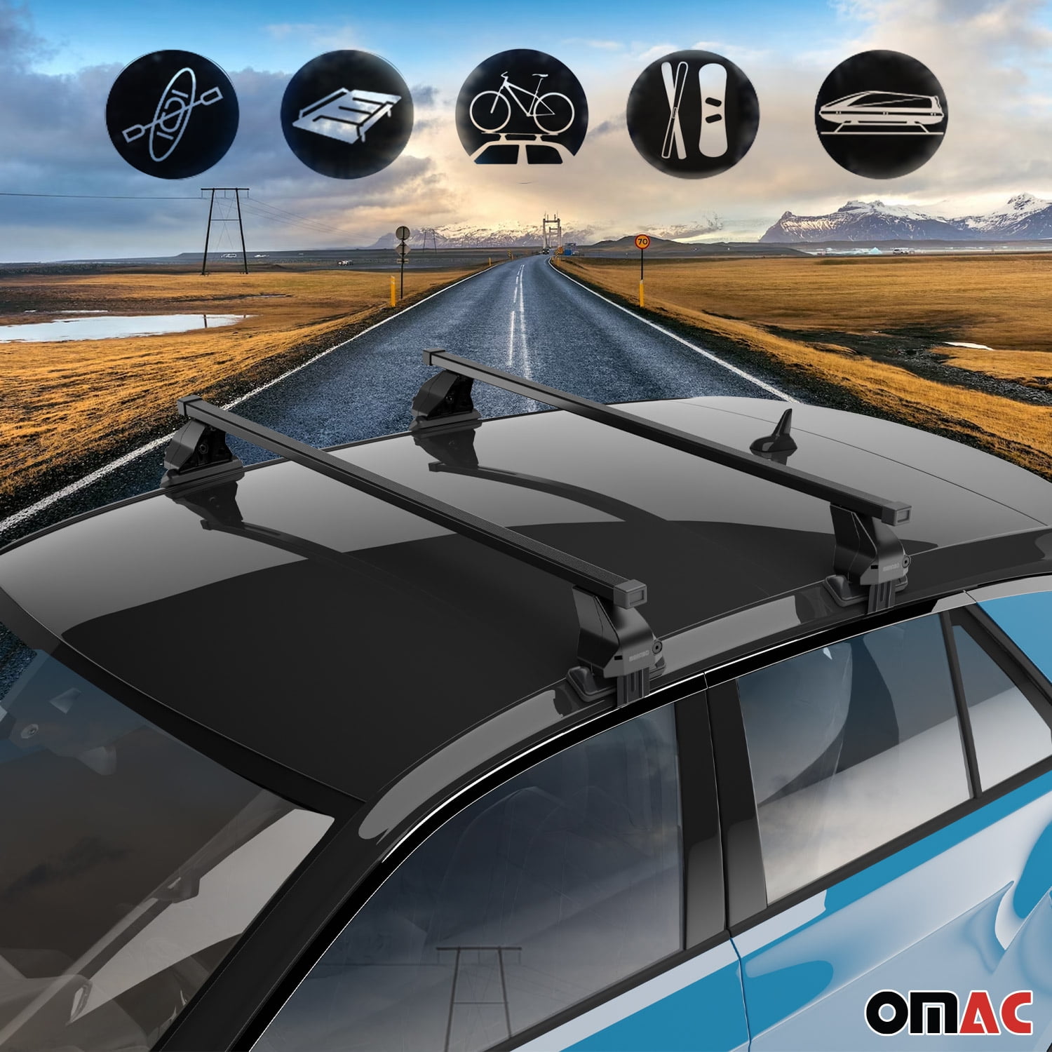 Smooth Roof Racks Cross Bars Luggage Carrier for Toyota Camry 2018-2024 Black 2x