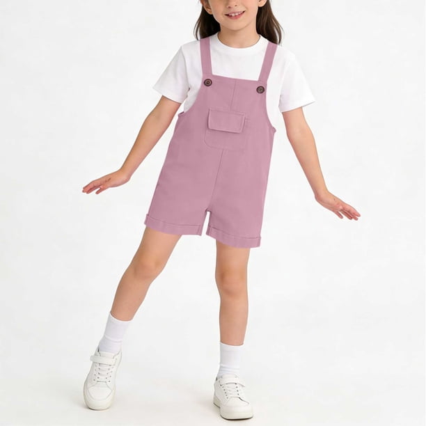 Odeerbi Niños Niñas Verano Bib En General Pantalones Cortos Casual Cómodo Lindo Romper Con Bolsillo