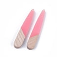 thumbnail image 2 of Resin & Walnut Wood Pendants Teardrop Hot Pink 44x7.5x3mm Hole: 1.2mm, 2 of 2
