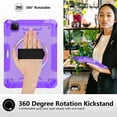thumbnail image 6 of Shockproof Case for Apple iPad Pro 11 Inch 2022/2021/2020/2019/ iPad Air 5th 4th Gen, with Pencil Holder Military Grade Protection Rotating Stand Hand Strap Shoulder Strap Bumper Rugged Case, Purple, 6 of 8