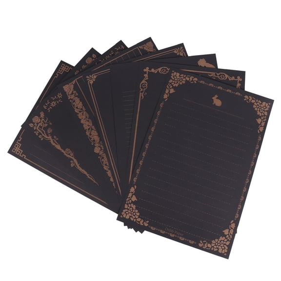 RENACLIPY Vintage Black Writing Paper Sheets, 8 Pieces, Retro Style Stationery for Letters and Notes