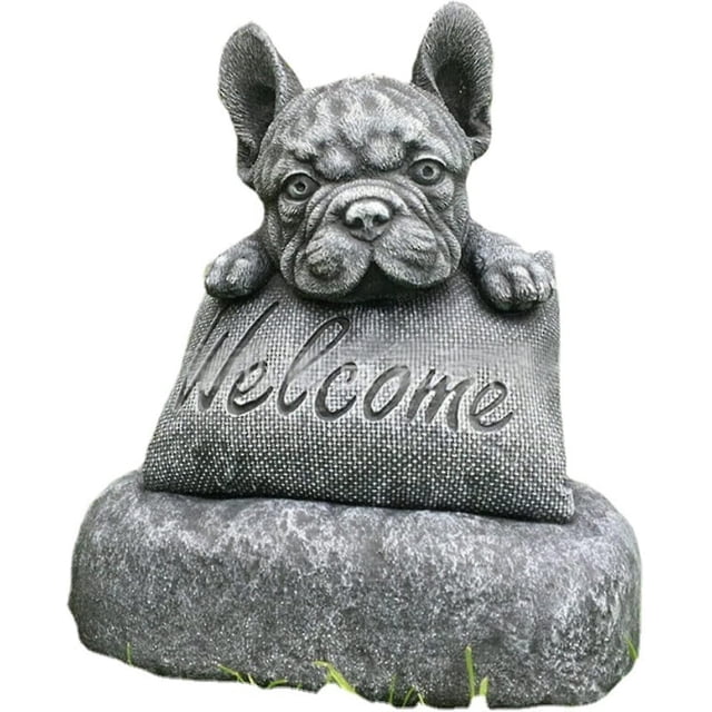 Bulldogs franceses Bienvenidos Accesorios para el hogar o el jardín Decoración del jardín del patio Decoración al aire libre