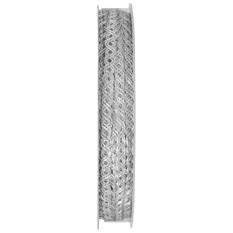 15 ft long Silver Metal Trim Ribbon Slightly Aged