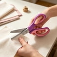 thumbnail image 4 of Cyenie Stainless Steel Pinking Shears, Zig Zag Scalloped Craft Scissors for Decorative Edge and Dressmaking, Comfort Grip Shears for DIY Fabric Projects (Pink Purple Triangle), 4 of 5