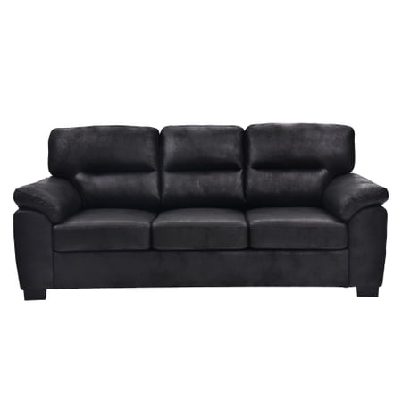 Modern 81" Foil Fabric Sofa with Padded Armrests and Black Triangular Legs, 3-Seater Upholstered Sofa for the Living Room, Black