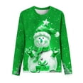 thumbnail image 4 of Bcresic Cute Santa Claus Long Sleeve Shirts for Christmas Womens Snowflake Graphic Tunic Tops Casual Crewneck Basic Tee Xmas Holiday Trendy T-Shirts Funny Going Out Pullover Top,#02_Green,XX-Large, 4 of 4