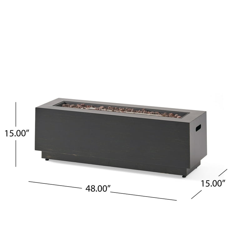 Reign Outdoor Rectangular Fire Pit with Tank Holder, Brushed Brown Reign Outdoor Rectangular Fire Pit with Tank Holder, Brushed Brown