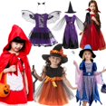 thumbnail image 2 of Disfraz de calabaza para bebé, vestido de princesa para niña, vestido elegante para actuación de vampiro, mameluco de bruja para Halloween de 1 a 12 años, 2 of 5